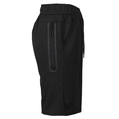 mens tech fleece shorts with long zipper in black