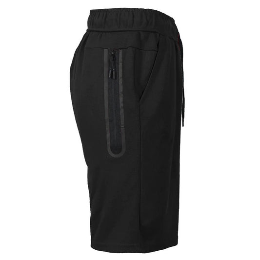 mens tech fleece shorts with long zipper in black