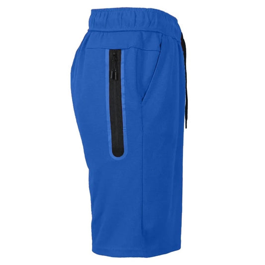 mens tech fleece shorts with long zipper in Royal Blue