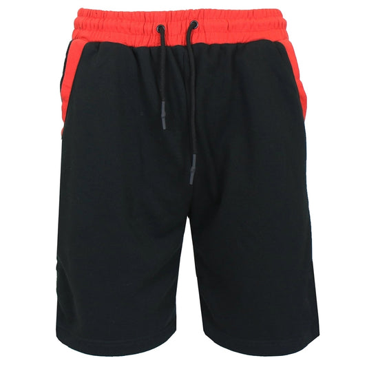 wholesale mens terry sweat shorts black red
