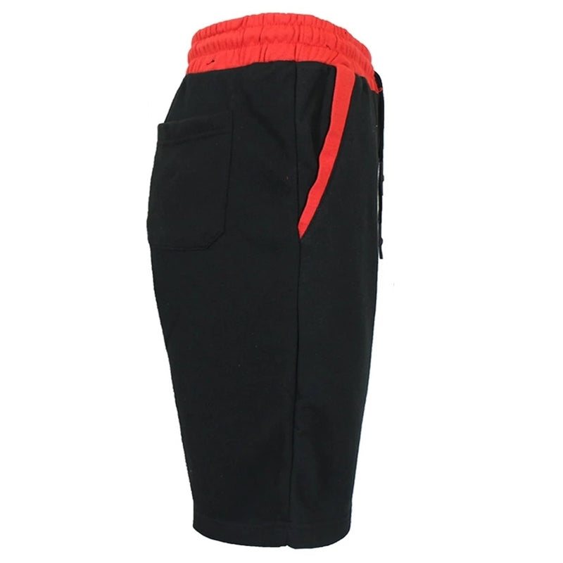 Men's French Terry Sweat Shorts  in  Black with Red Trim