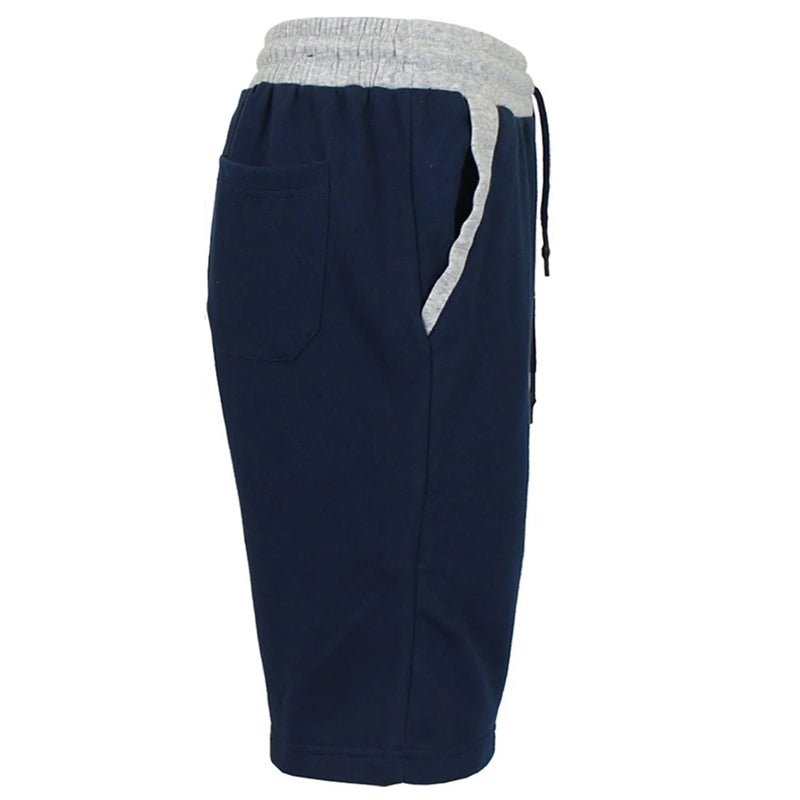 24 Pieces - Men's French Terry Sweat Shorts  in Navy with Grey Waist