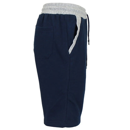 24 Pieces - Men's French Terry Sweat Shorts  in Navy with Grey Waist