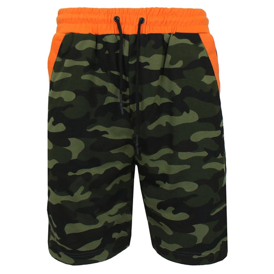 wholesale mens terry sweat shorts Camo with Orange