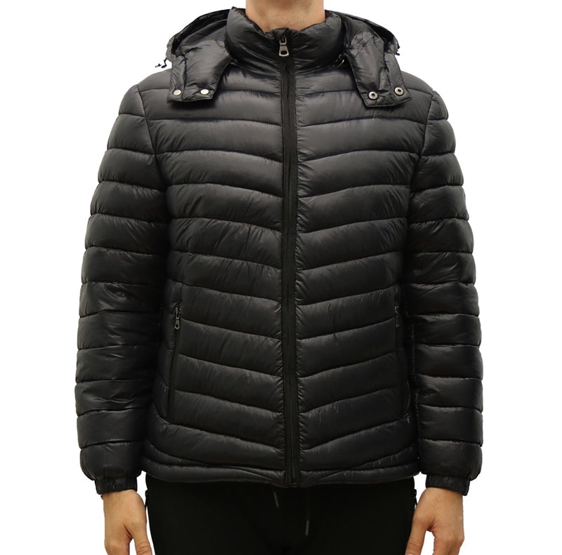 Wholesale Men's Heavyweight Quilted Puffer Jacket in Black