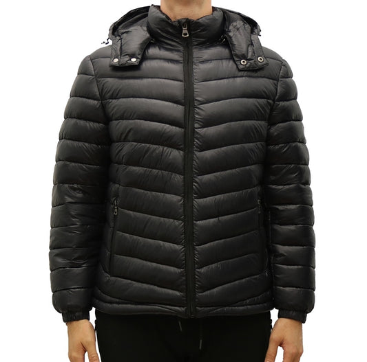 Wholesale Men's Heavyweight Quilted Puffer Jacket in Black