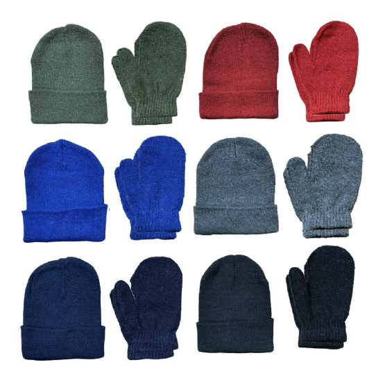 48 Pack - Kid's 2 Piece Hat & Mittens Set - Assorted Colors