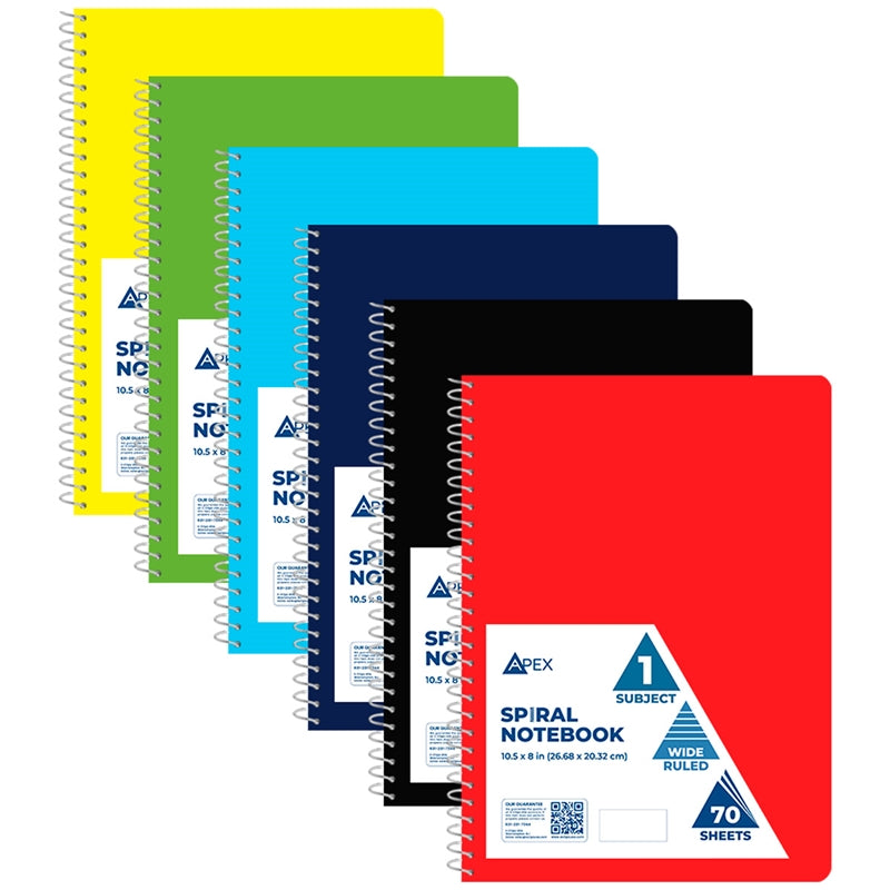 Wholesale Wide Ruled Spiral Notebook - Assorted Colors - 48 Per Case ...