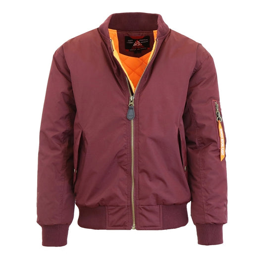 Wholesale Men's Heavyweight Bomber Flight Jacket in Burgundy