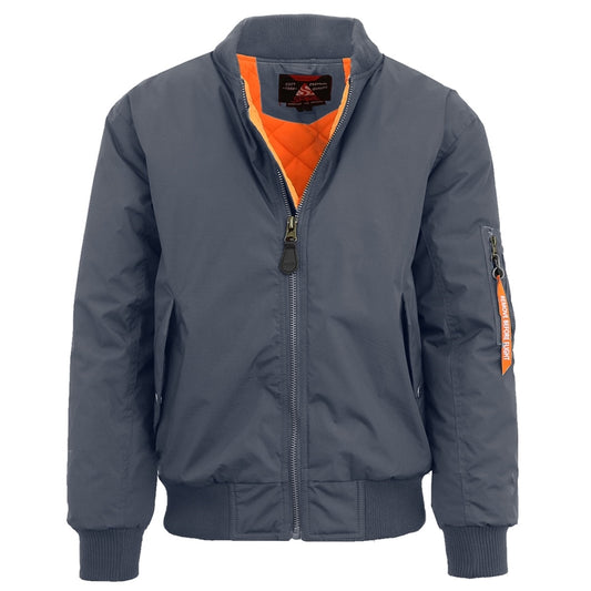 Wholesale Men's Heavyweight Bomber Flight Jacket in Charcoal