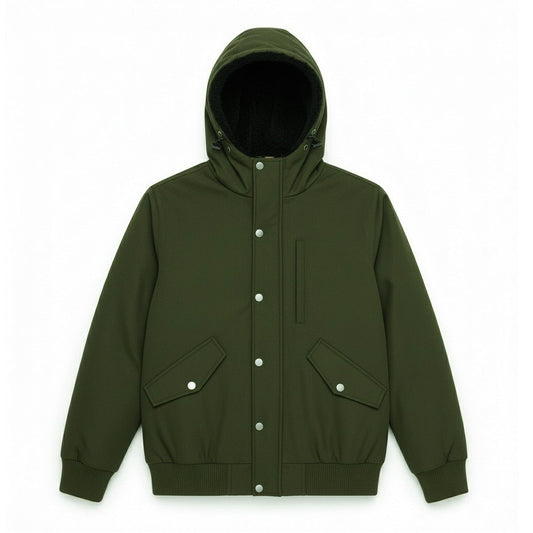 12 Pack Adult Hooded Bomber Jacket with Fur Lining in Olive