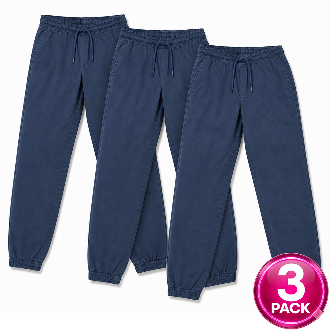 Girl's 3-Pack School Uniform Stretch Jogger Pants in Navy