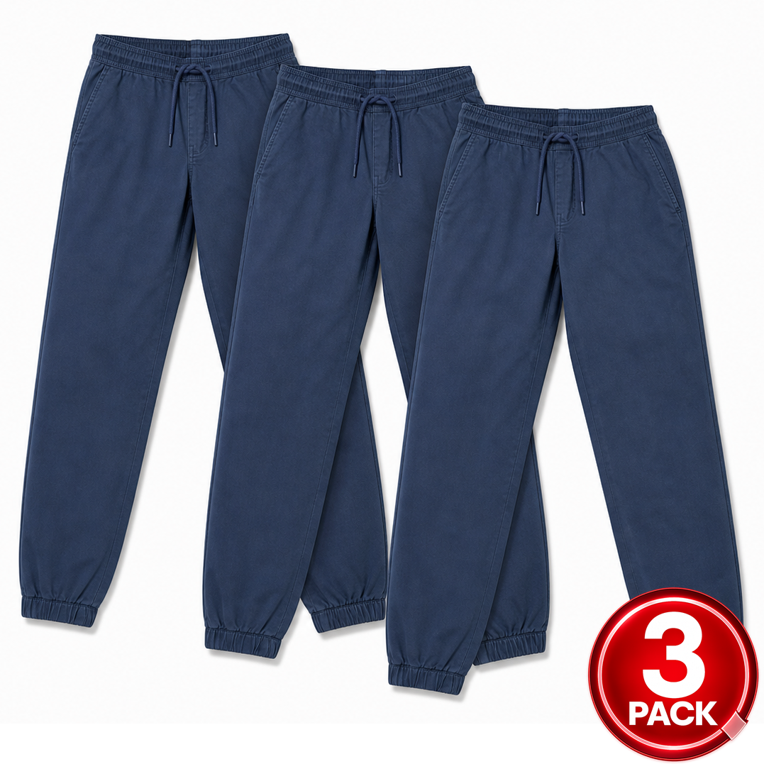Boys 3-Pack Twill School Uniform Jogger Pants in Navy