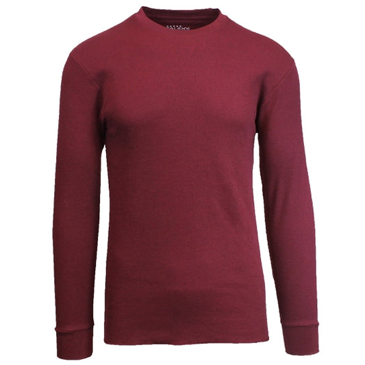 Wholesale Thermal Crewneck Long Sleeve Shirt in Burgundy