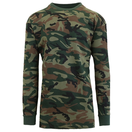 Wholesale Thermal Crewneck Long Sleeve Shirt in Camo