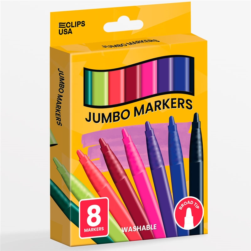 Wholesale 8 Pack of Jumbo Washable Markers - 48 Packs Per Case