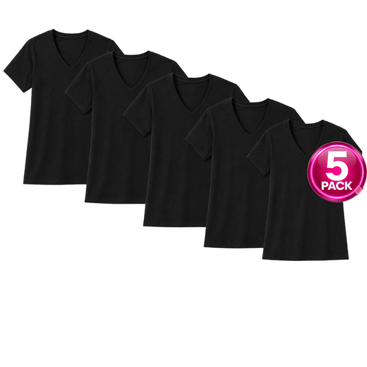 Women's 5-Pack V-Neck Tees in Black