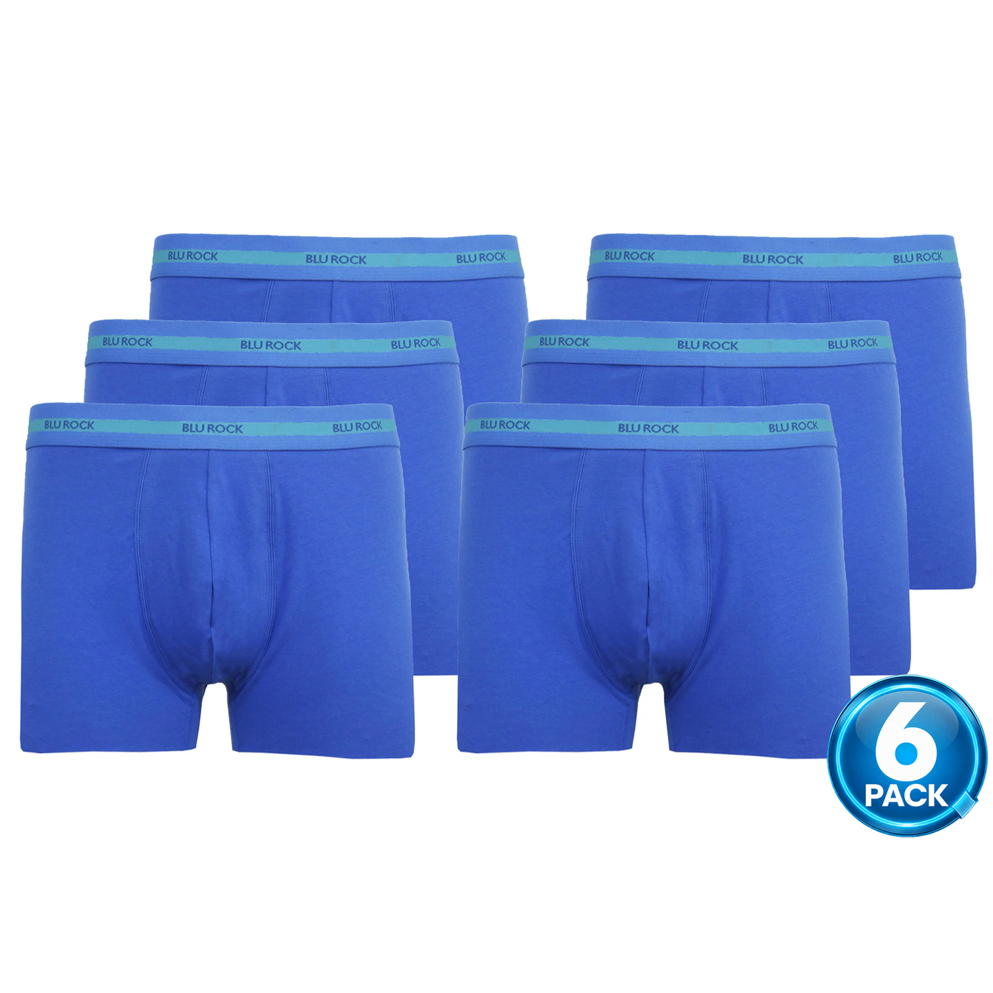 Men's 6-Pack Premium Stretch Cotton Boxer Briefs in Medium Blue