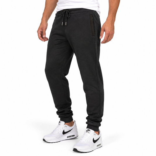 Men's Fleece Lined Jogger with Hidden Zipper Side Pockets in Black