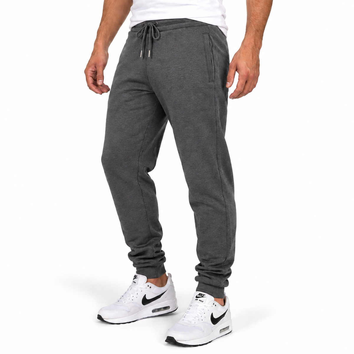 Men's Fleece Lined Jogger with Hidden Zipper Side Pockets in Charcoal