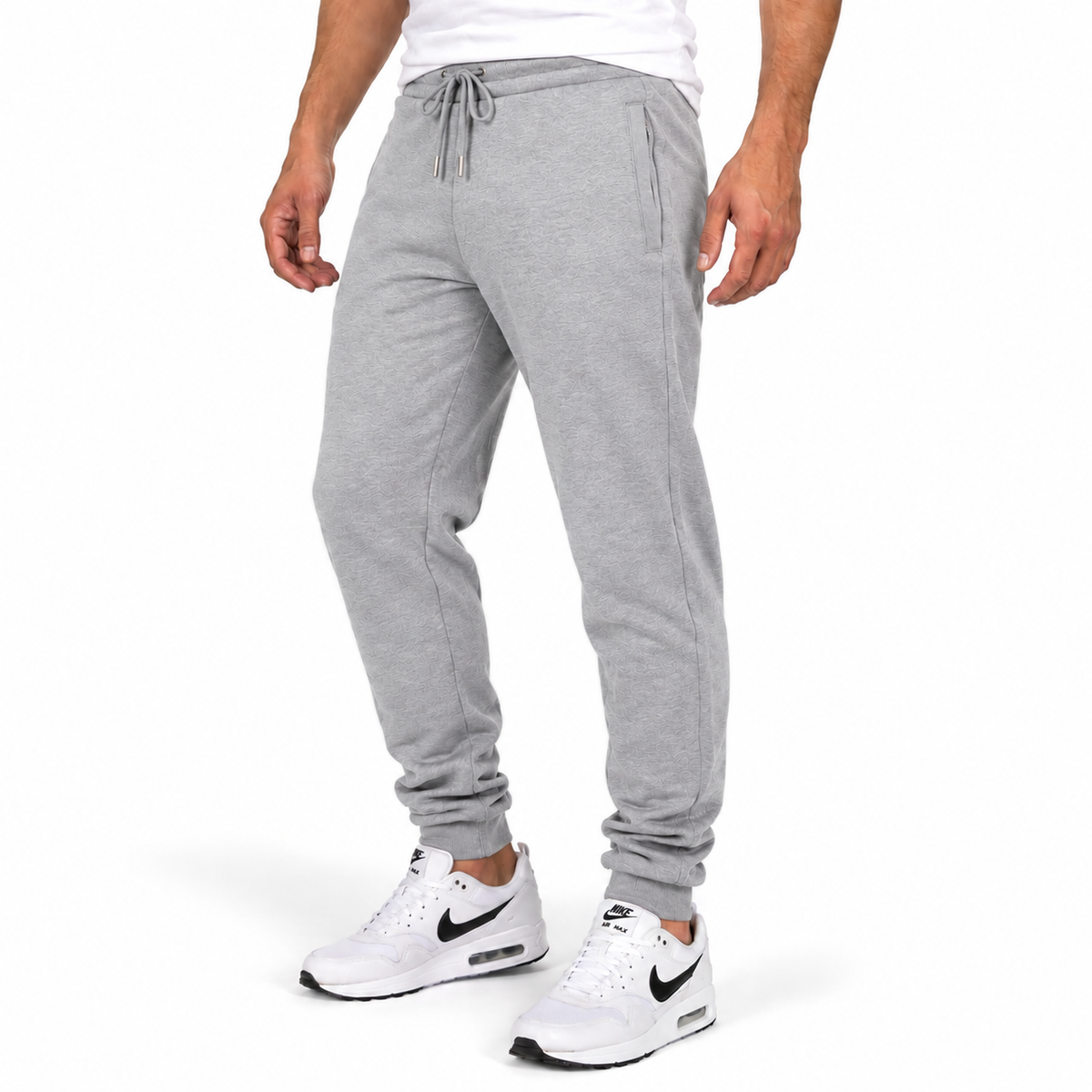 Men's Fleece Lined Jogger with Hidden Zipper Side Pockets in Heather Grey