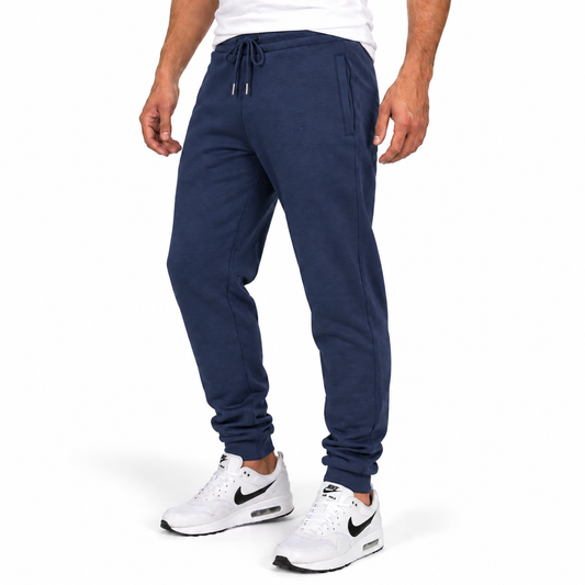 Men's Fleece Lined Jogger with Hidden Zipper Side Pockets in Navy