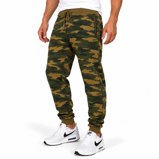 Men's Fleece Lined Jogger with Hidden Zipper Side Pockets in Camouflage