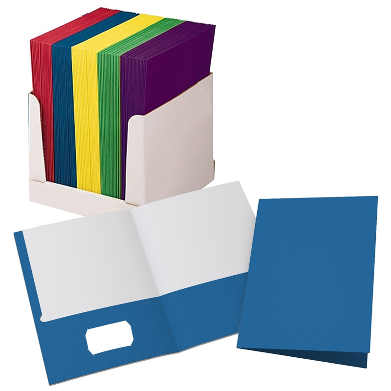 Wholesale 2 Pocket Paper Folders - Assorted Colors - 100 Per Case