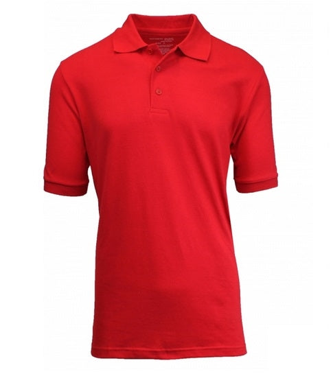 Wholesale Adult Size Short Sleeve Pique Polo Shirt School Uniform in Red. High School Uniform polo Shirts