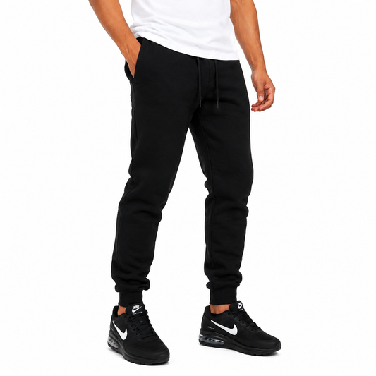 Men's Fleece Athletic Jogger Sweatpants with Drawstring in Black