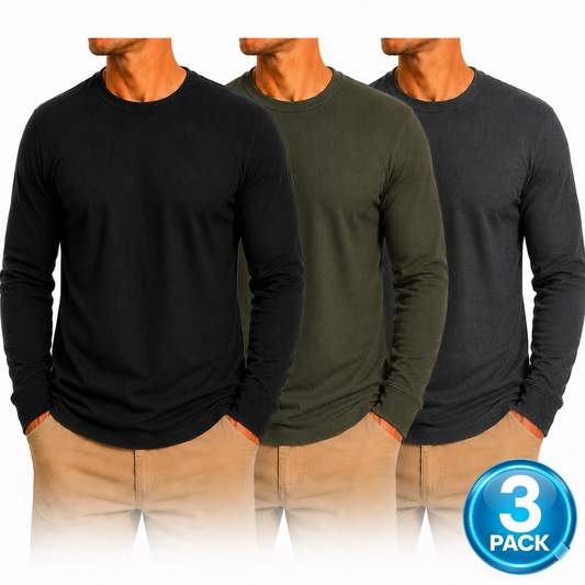 Men's 3-Pack Waffle-Knit Long Sleeve Thermal Shirt in Black / Olive / Charcoal