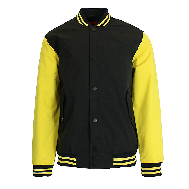 Men's Heavyweight Varsity Jacket in Black with Gold Sleeves