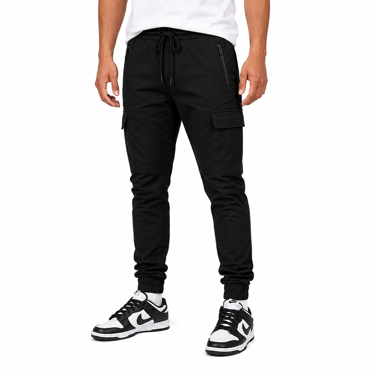 Men's Cotton Flex-Stretch Cargo Jogger in Black