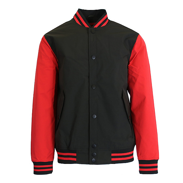 Wholesale Youth Varsity Jacket - Black with Red Sleeves