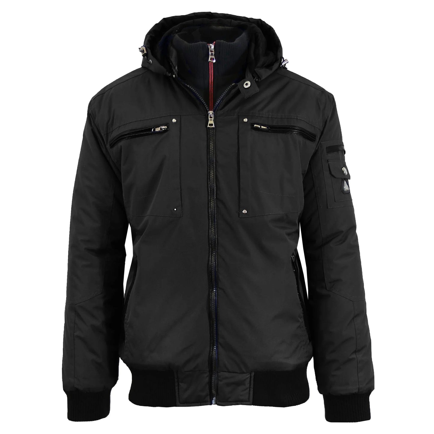 12 Pack Men's Heavyweight Motorcycle Bomber Jacket - Black
