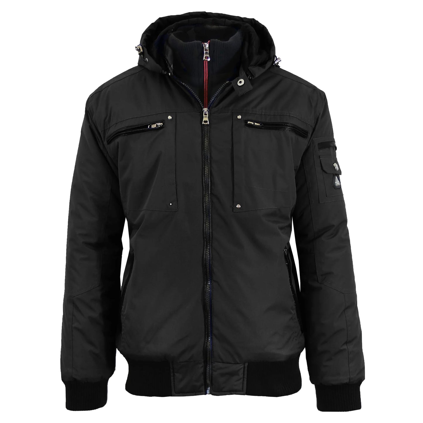 Men's Heavyweight Motorcycle Bomber Jacket in Black