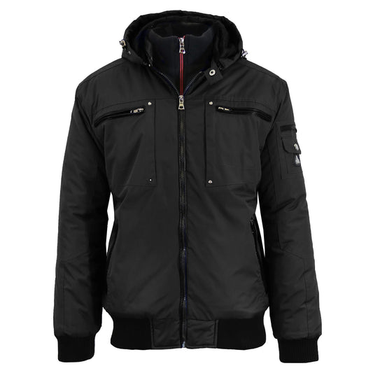 Men's Heavyweight Motorcycle Bomber Jacket in Black
