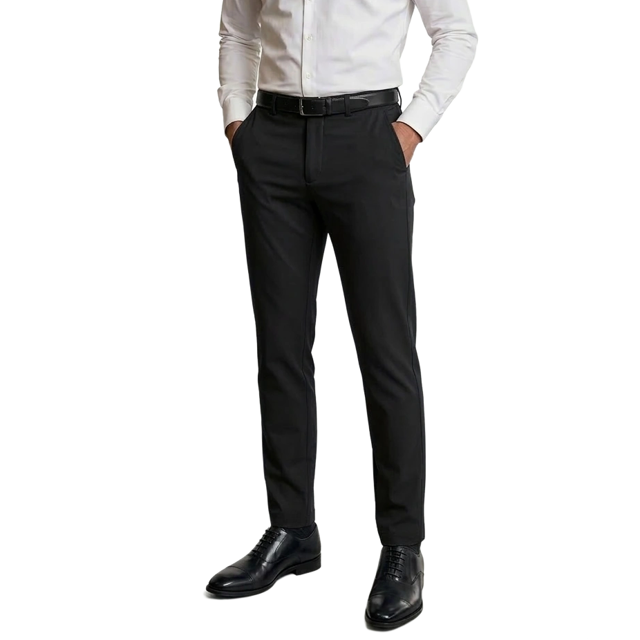 24 Pack of Wholesale Men's Stretch Slacks in Black - Performance Fit