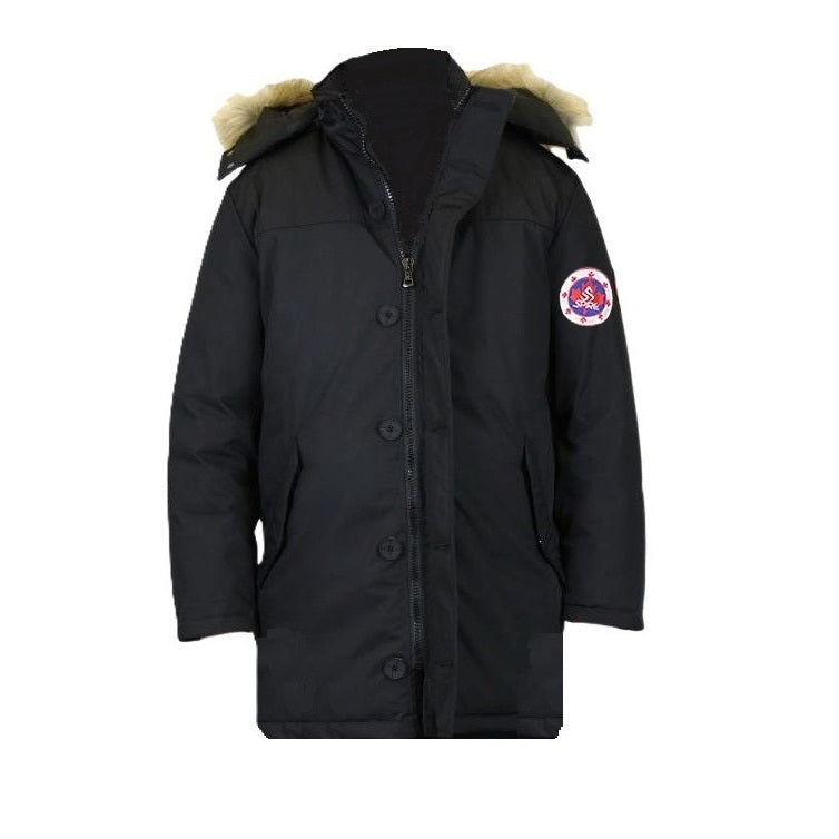 Wholesale Youth Heavyweight Long Parka Winter Coat - Black