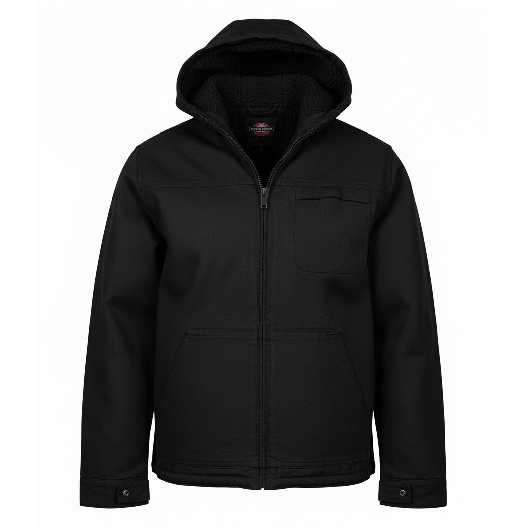 12 Pack Men's Sherpa-Lined Canvas Work Jacket - Black