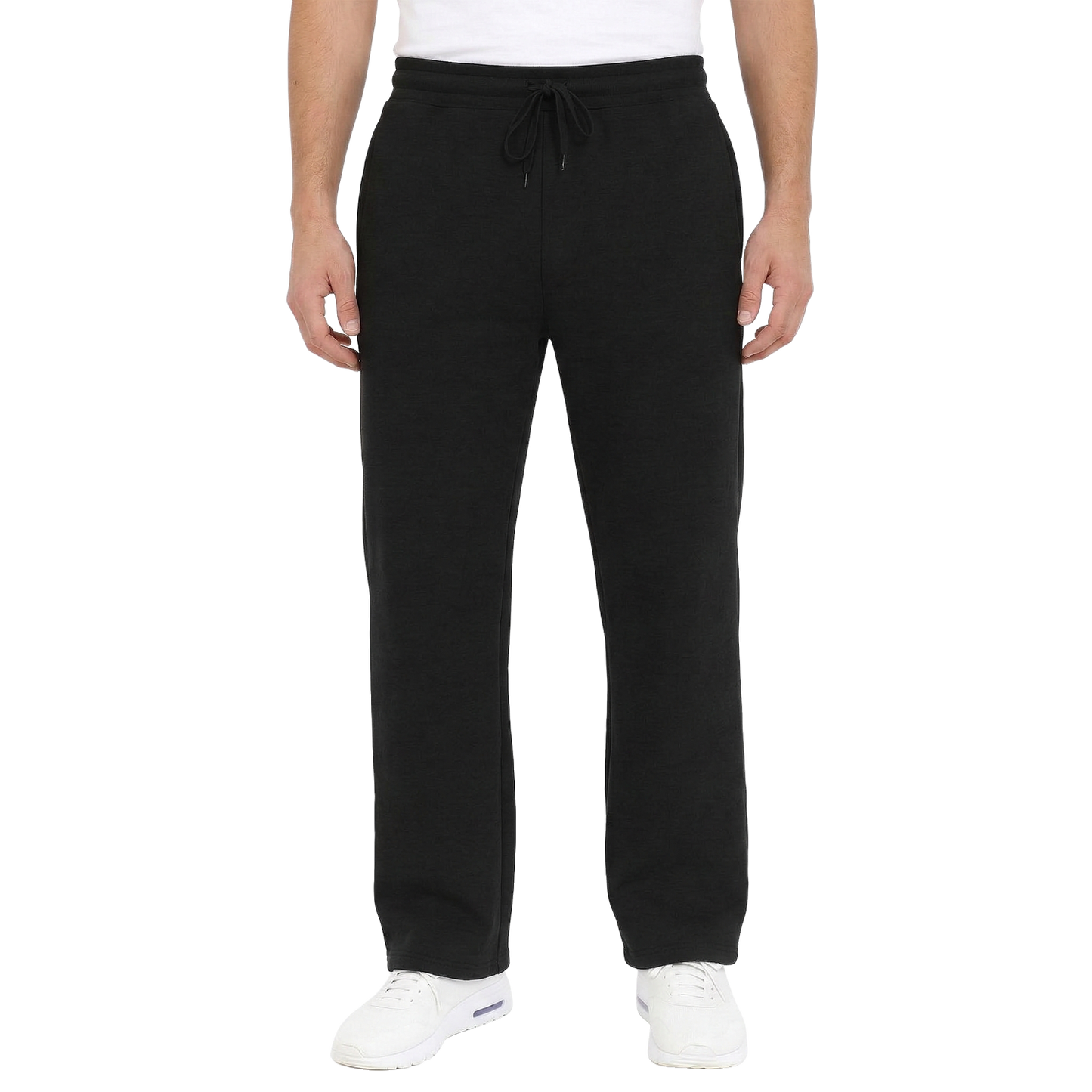 24 Pack Men's Fleece Open Bottom Sweatpants in Black