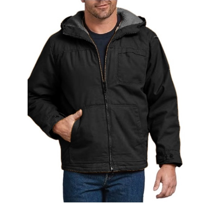 Men's Sherpa-Lined Canvas Work Jacket in Black