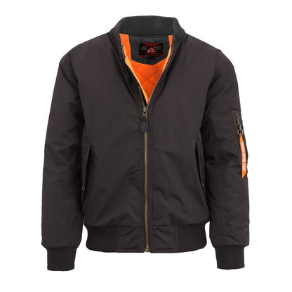 Men's Heavyweight MA-1 Flight Bomber Jacket in Black