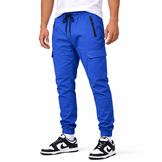 Men's Cotton Flex-Stretch Cargo Jogger in Royal Blue