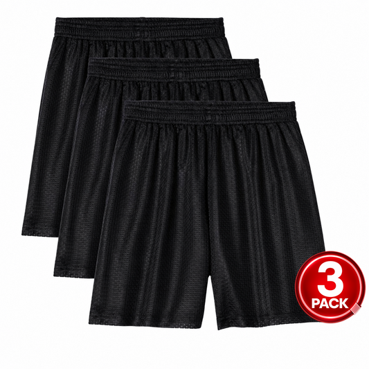 Kid's 3-Pack Mesh Gym Shorts in Black