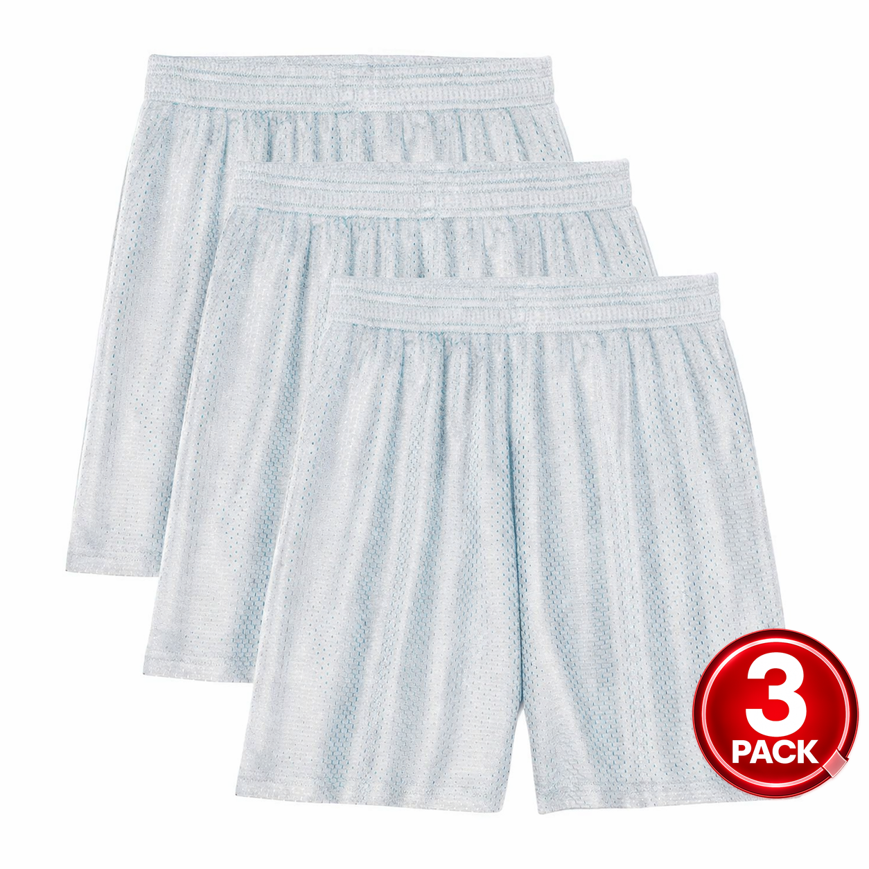Kid's 3-Pack Mesh Gym Shorts in Silver