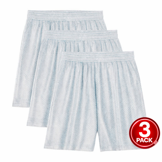 Kid's 3-Pack Mesh Gym Shorts in Silver