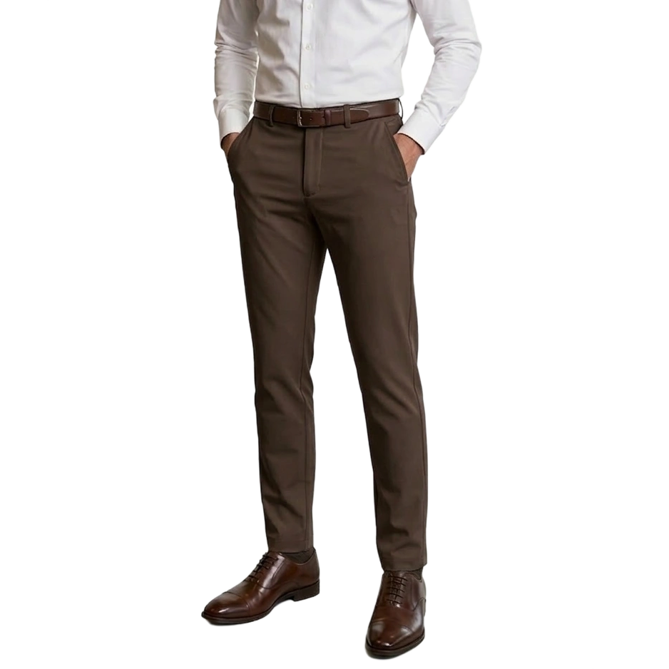 24 Pack of Wholesale Men's Stretch Slacks in Brown - Performance Fit