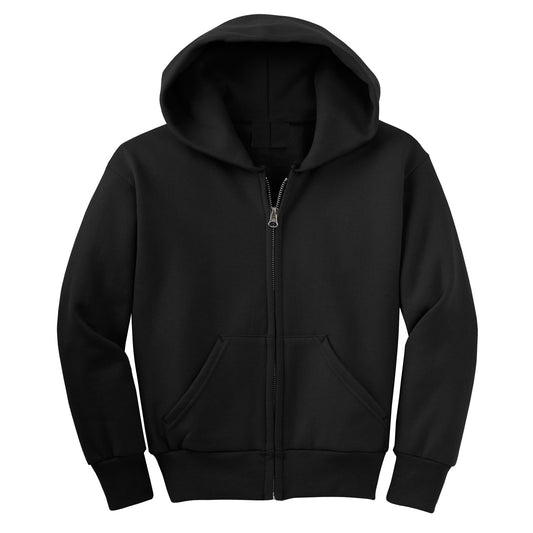 Wholesale Boys Fleece Zip Up Hooded Sweatshirt in Black