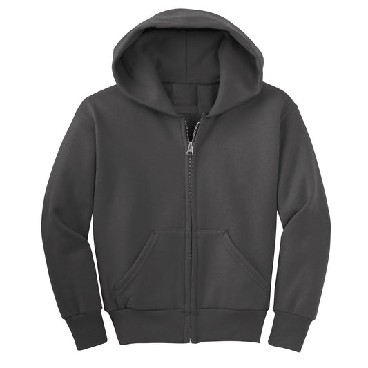 Wholesale Boys Fleece Zip Up Hooded Sweatshirt in Charcoal